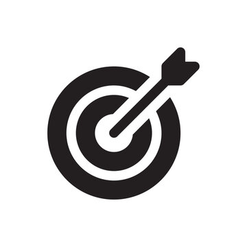 Dartboard with arrow icon black and white silhouette on transparent background
