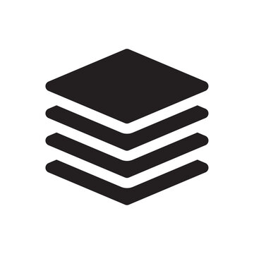 Stacked layers icon black silhouette on a white background flat