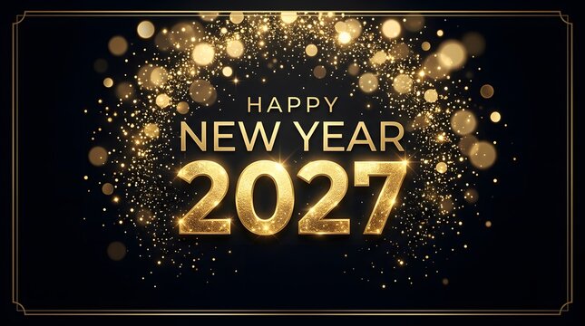 Sparkling happy new year 2027 gold glitter background for celebrations and festive graphic designs