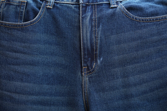  blue jeans. Front pocket and small pocket pants with seam of fashion design. close up, macro. concept business, shopping, sale. Design detail, button and seams, copy space
