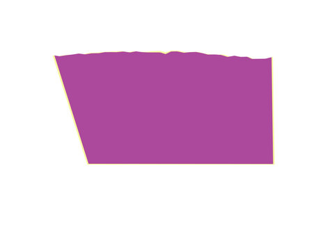 A simple purple geometric shape with a thin yellow outline on flat ground
