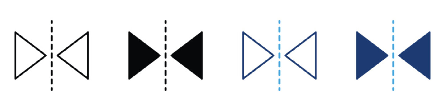 Horizontal flip icon for mirror, reverse, reflect and image transformation. Vector illustration and transparent png.