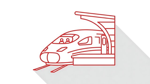 High speed train icon at station. Modern railway transport symbol for travel design.