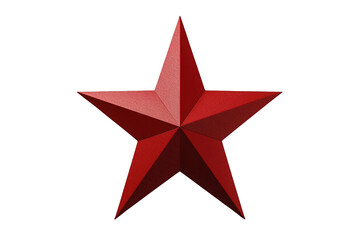 Fototapeta premium Red five-pointed star representing power, military, victory, and communism, isolated with transparent background