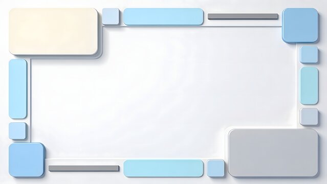 Elegant 3D frame border composed of soft blue and beige rounded blocks on a neutral white canvas. This asset is great for website banners corporate slideshows and display mockups.