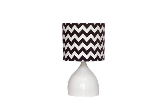 black and white pattern print table lamp isolated on a white background
