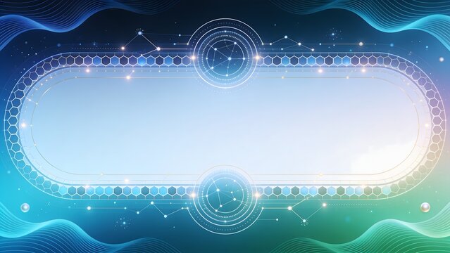Digital interface frame with glowing cyber elements and sleek gold accents. Futuristic tech graphic perfect for science fiction banners esports streams and website login screens.