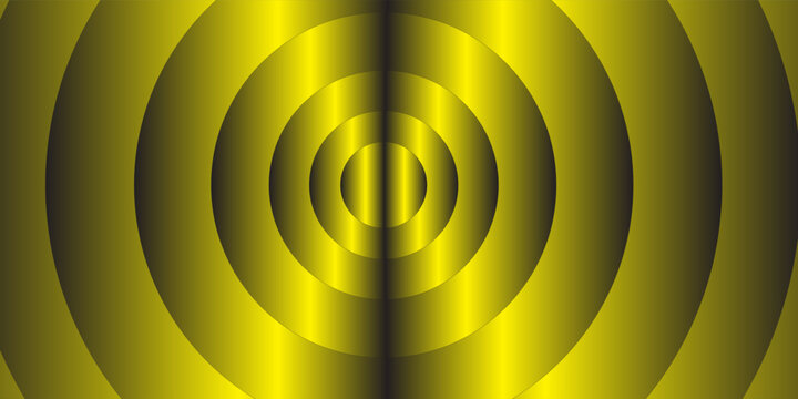 Dark yellow and gold gradient tunnel background. Minimalist multi-layer round circle texture for creative graphic design.