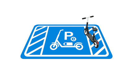 Fototapeta premium Electric Scooter Parking Zone Sign with Scooter Icon and Battery