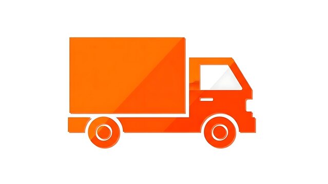 Orange delivery truck icon. Flat vector illustration of a cargo transport vehicle.