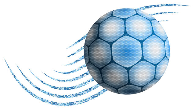 Argentinian soccer ball illustration. blue and white football symbol isolated. artistic polygon hexagon winding ribbons effect football design for light and dark color background PNG.