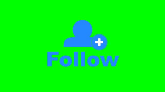 Animated Follow Button with User Icon on Green Screen