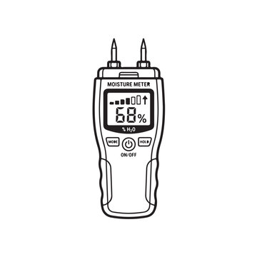Moisture meter device with digital display and probes for measuring water content