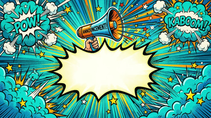 Vibrant comic book explosion background template. © NOXY 
