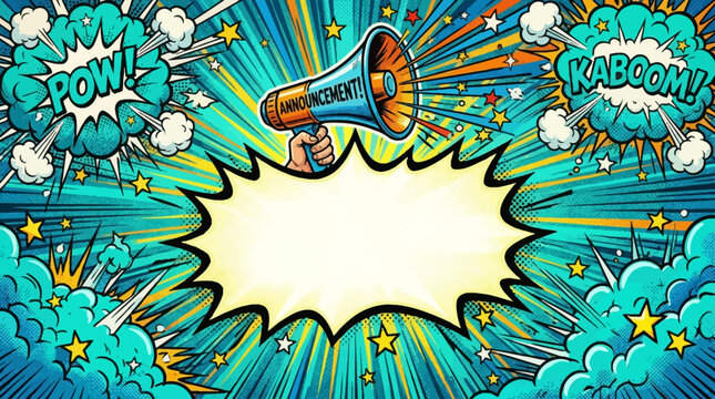 Vibrant comic book explosion background template.