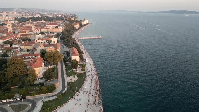 Scenic Aerial View of Zadar Promenade Coast