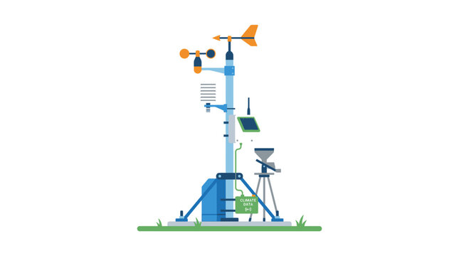 Weather Station Equipment - Anemometer, Wind Vane, Solar Panel, Rain Gauge