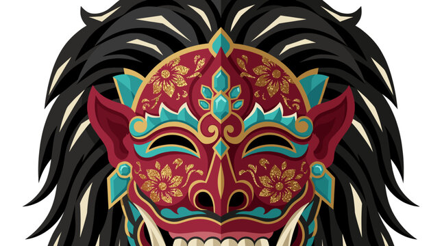 Balinese Rangda Mask with Long Black Hair