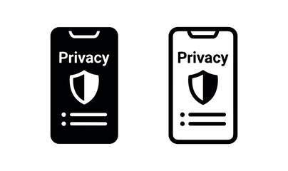 Mobile privacy and data protection icon. Smartphone security, digital privacy, and app policy. © liubomir118809