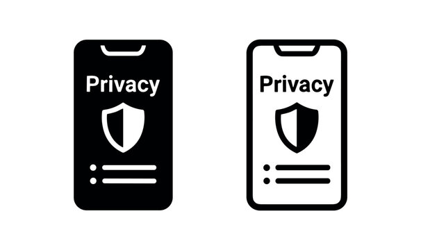 Mobile privacy and data protection icon. Smartphone security, digital privacy, and app policy.