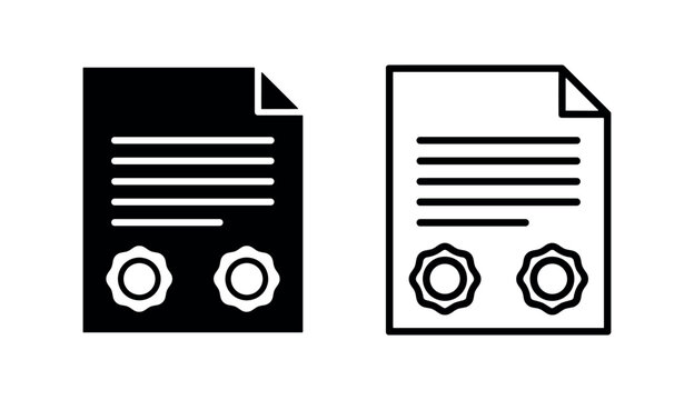 Official document with seals icon, representing certificate, approval, authenticity, or legal validation.