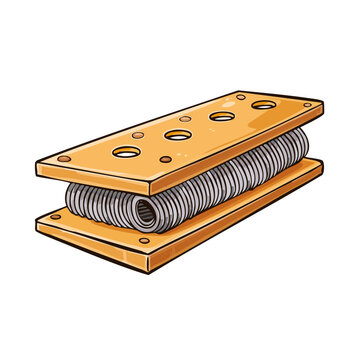 Isolated mechanical spring isolator with two metal plates and coil