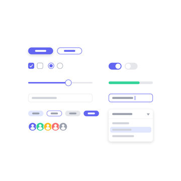 Modern UI Components Kit with Buttons, Sliders, Toggles, Checkboxes and Form Elements Isolated on Transparent Background PNG
