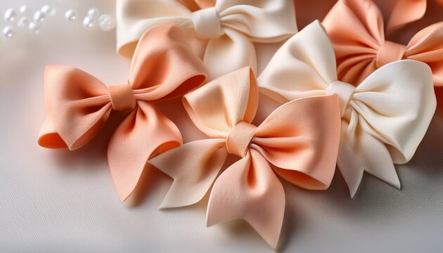 elegant peach and cream sugar paste bows for decorating