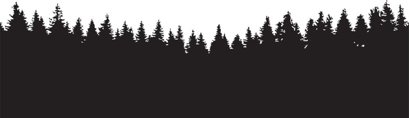 Fototapeta premium Forest silhouette against a white background during daytime with copy space