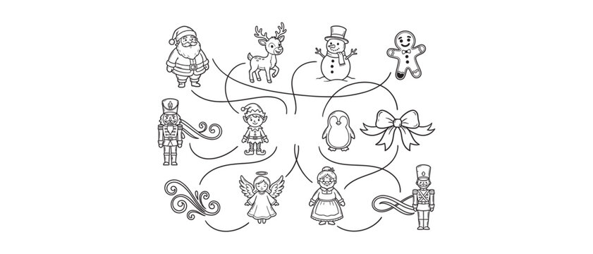 santa Christmas line art style illustrasin vector with transparent background .esp