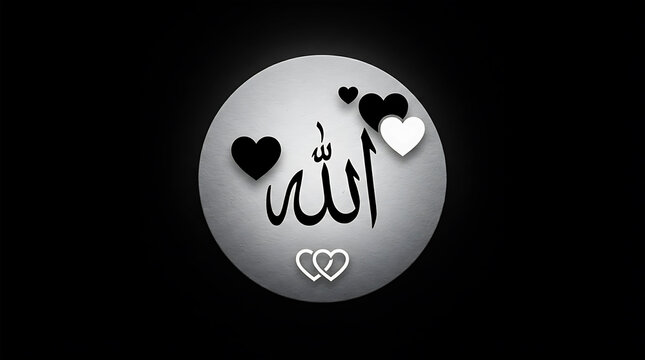 Gray circle with arabic calligraphy of allah in white