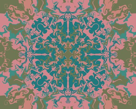 Moss green pattern mandala abstract background illustration 