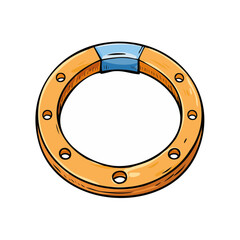 Naklejka premium Circular metallic ring with blue accent and drilled holes vector illustration