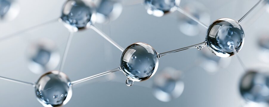 Molecular structure model with connected spheres in science concept