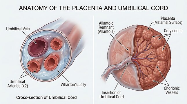 Anatomy of the placenta and umbilical cord with placenta umbilical pregnancy