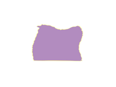 A simple purple silhouette representing the us state of oregon geographic map