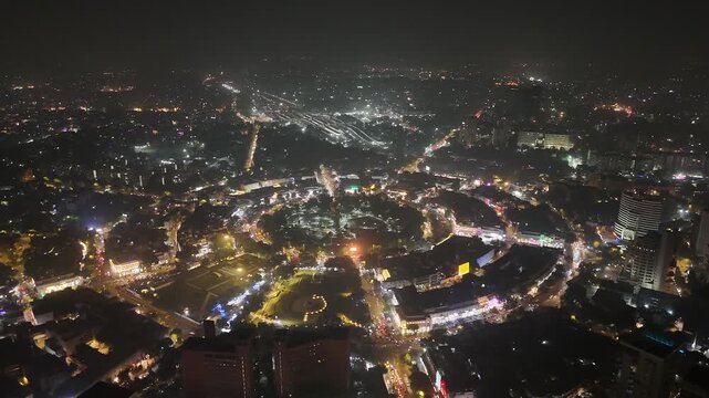Aerial drone shot of Connaught Place in New Delhi