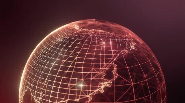 Wireframe globe rotation Abstract Background Burgundy And Rose Gold Festive Celebration Motion