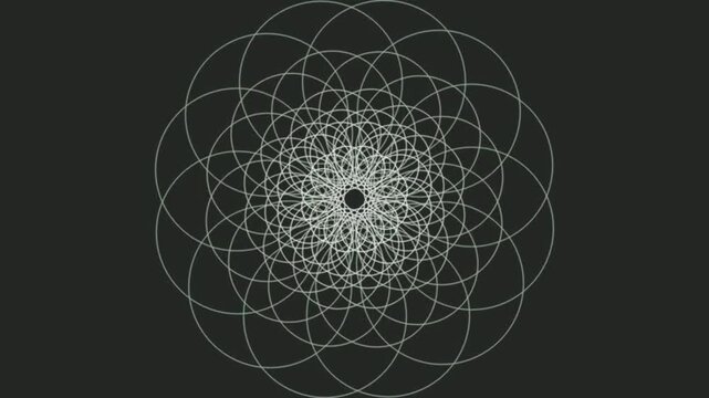 Rotating white geometric mandala pattern animation