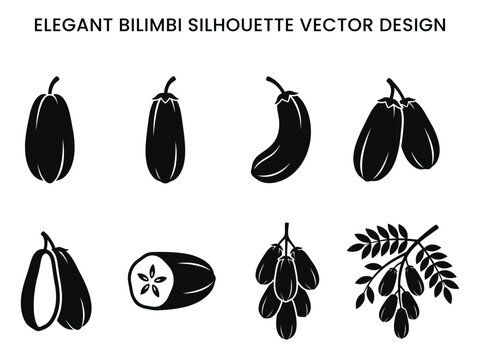 Bilimbi fruit vector illustrations diverse silhouettes and arrangements for tropical design projects