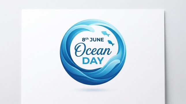 World ocean day logo design with wave