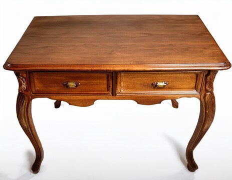 vintage wooden table isolated mid century table