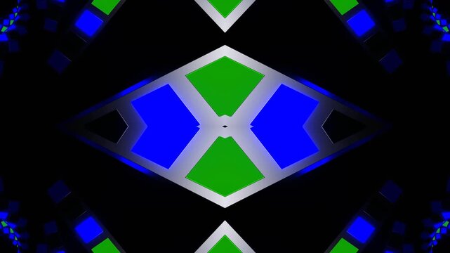Blue and Light Green Slow Strobe Spiral Kaleidoscope Background VJ Loop in 4K