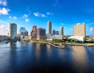 Obraz premium a panoramic view of downtown tampa with the skyline and waterfront in view tampa florida cityscape skyline