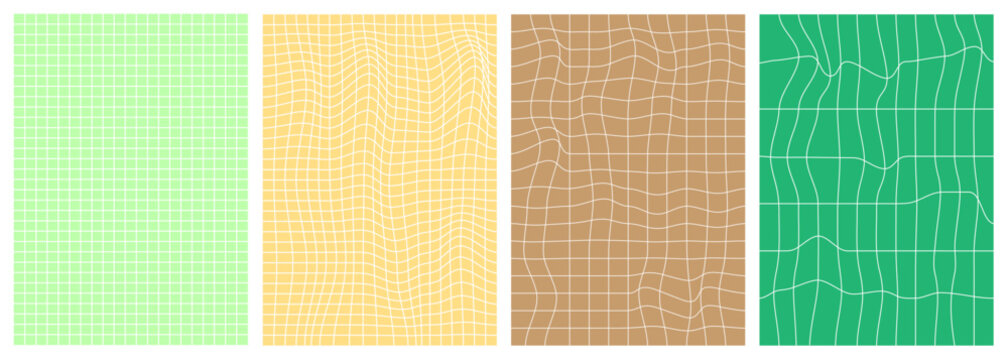 Abstract geometric grid pattern collection with colorful mesh backgrounds set