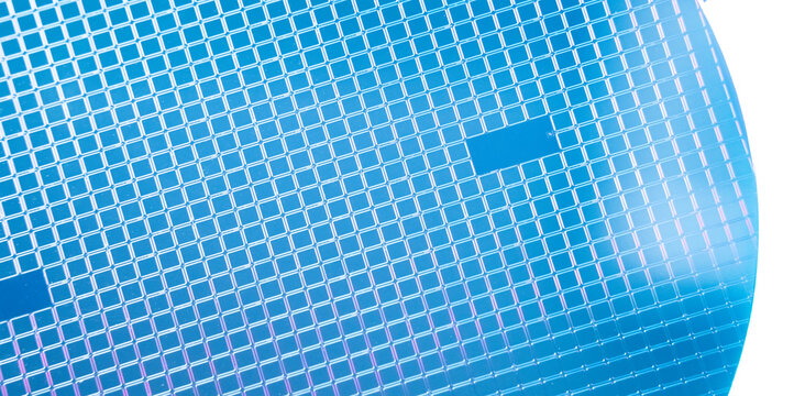 blue silicon wafer for manufacturing semiconductor of integrated circuit.Electronic circuit designs have been built onto the wafers using micromaching including photolithography