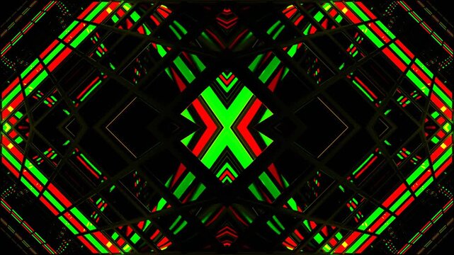 Green and Red Screen Square Light Kaleidoscope Background VJ Loop in 4K