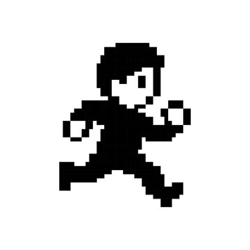 Pixel art boy running active