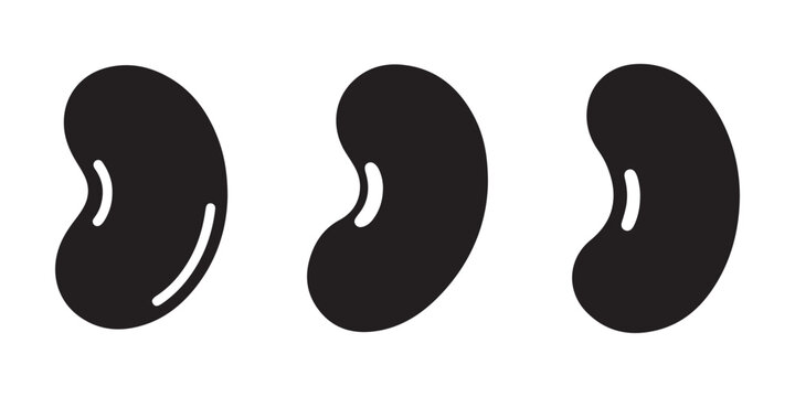 Collection of kidney bean seed silhouettes isolated on transparent background for food design.