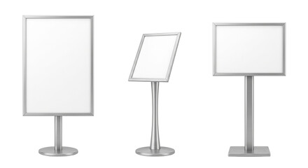 Blank white advertising poster stands mockup © PNG Lab